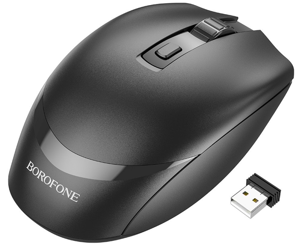 Мышь беспроводная BOROFONE BG7 Platinum Black (6974443389982)